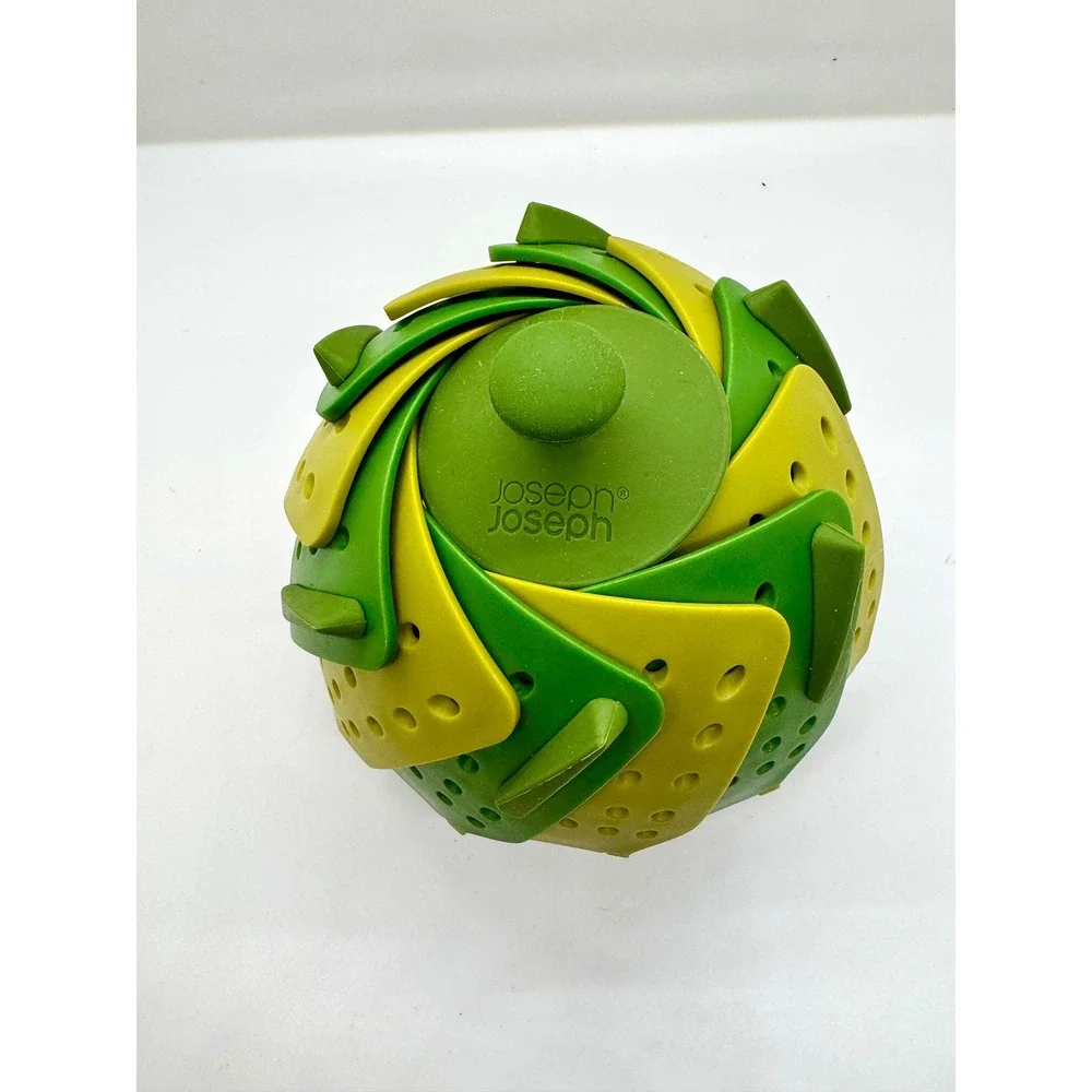 Joseph Joseph Lotus Steamer Basket Green Yellow Silicone Folding Expandable 10.5